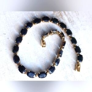 Vintage 10k Gold & Sapphire Tennis Bracelet